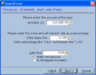 Setting up Principal, Interest Rate and Late Fees in the Loan Wizard
