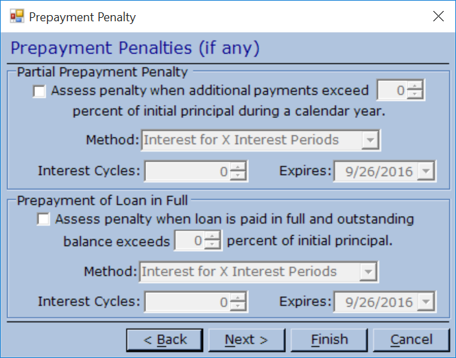 Loan Wizard Prepayment Penalties