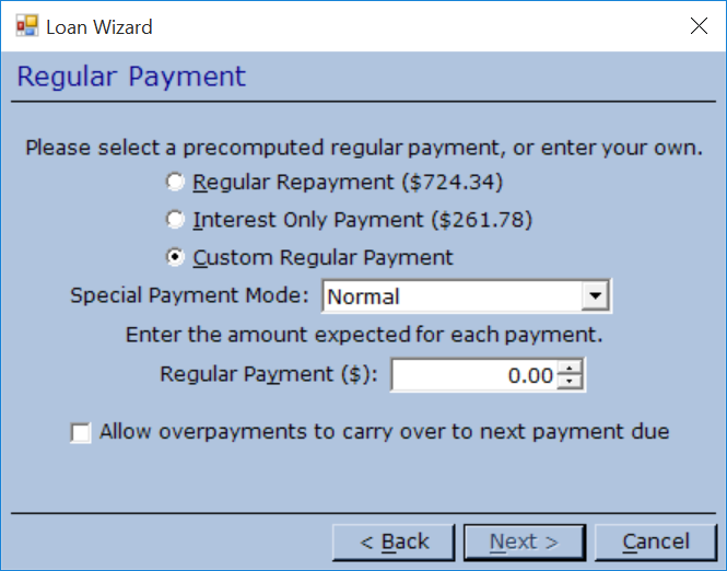 Loan Wizard Regular Payment