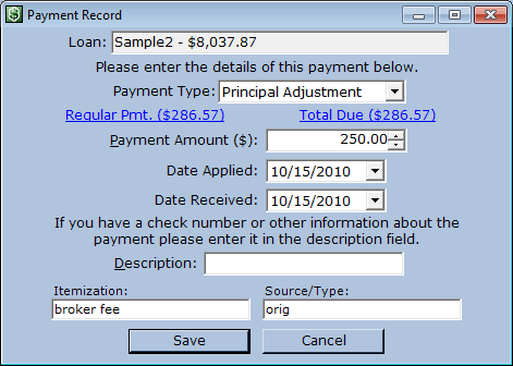 Loan Control Report - Creating Origination Fees