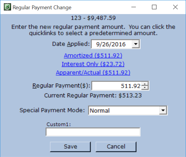 Regular Payment Change