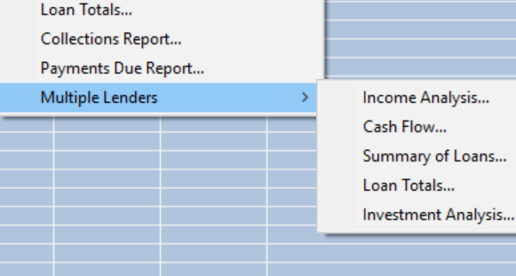 Main Menu - Multiple Lenders