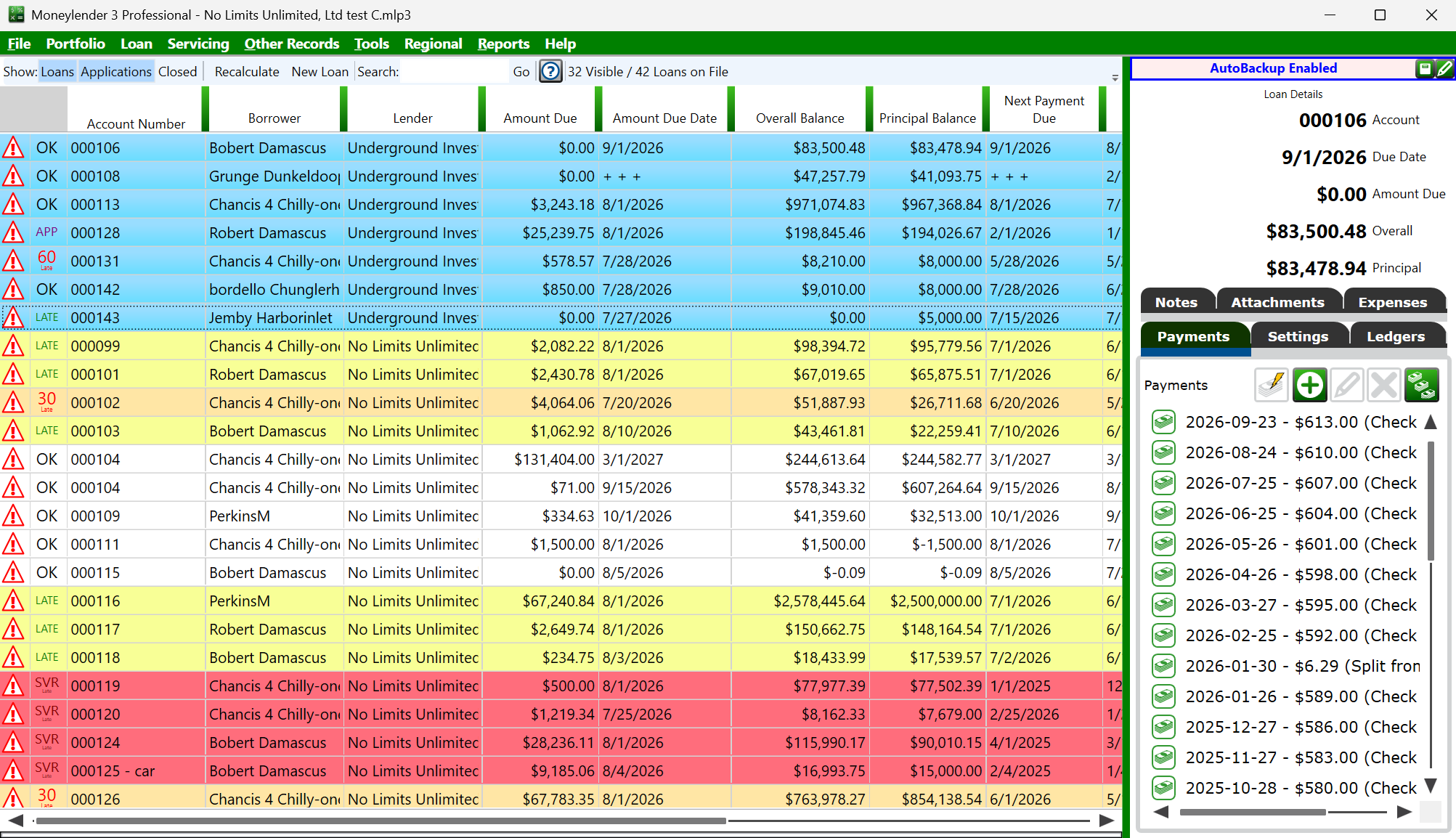 Selecting loans for investor lenders before starting the ACH process.