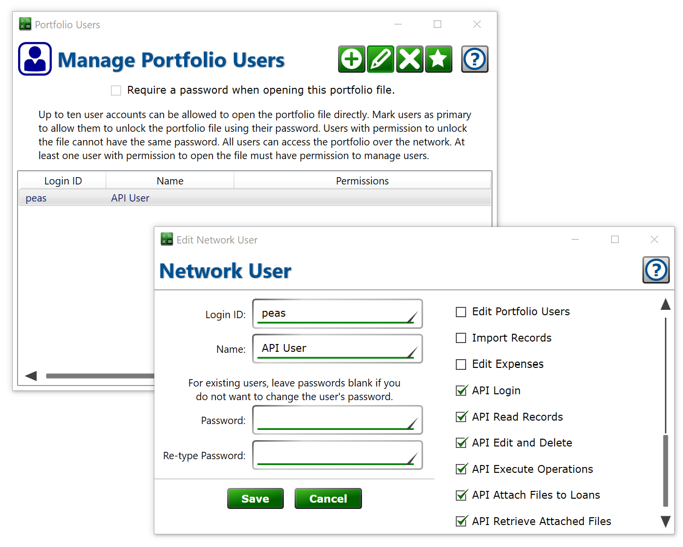 Create a login with API permissions.