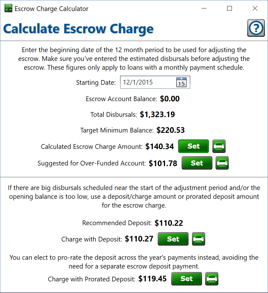 Escrow Charge Calculator