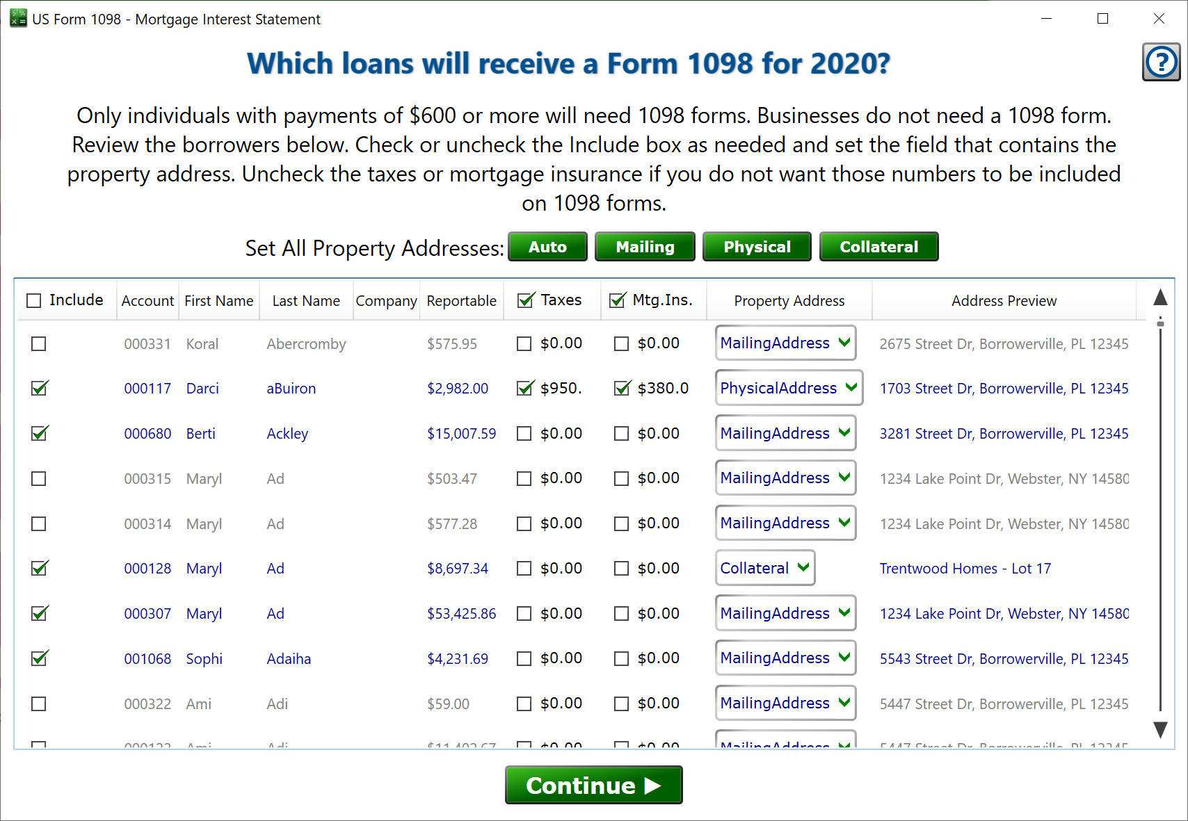 loans receiving a form 1098