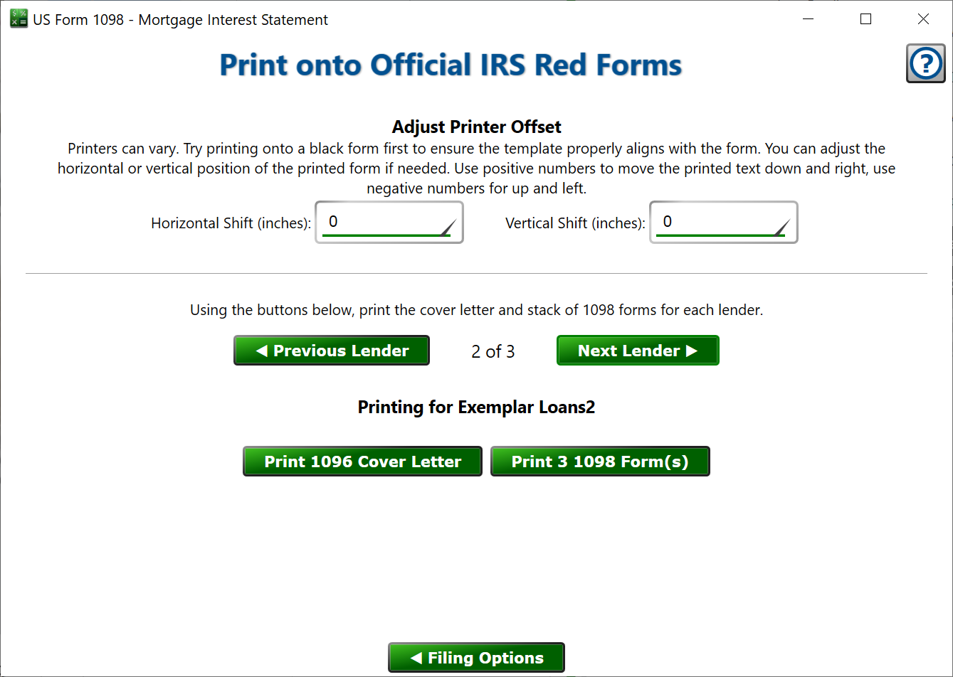 Printing onto Official IRS Forms