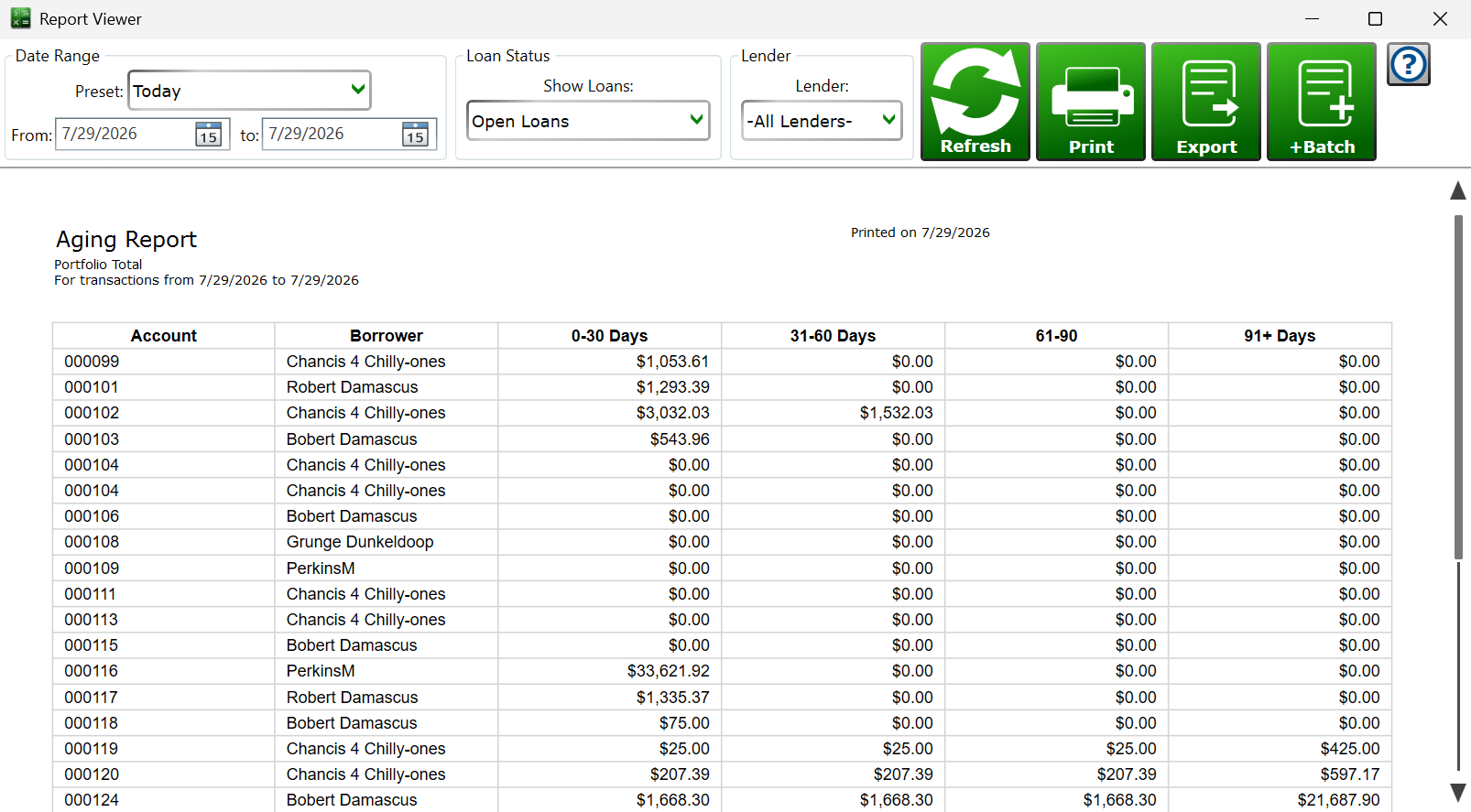 Screenshot of the Report Viewer window.